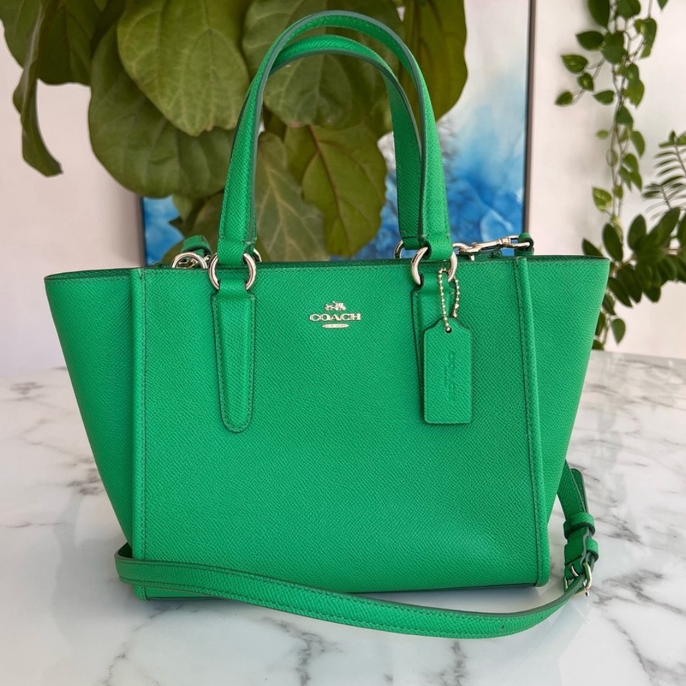 NWOT COACH Crosby Mini Carryall In Crossgrain Leather Green Gold 33996